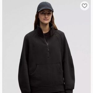 Scuba Oversized Funnel-Neck Half Zip Long Black